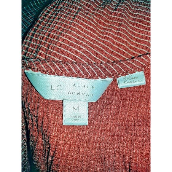 LC Lauren Conrad Top Blouse Women Keyhole Back Bell Short Sleeve Size Medium - Picture 4 of 7